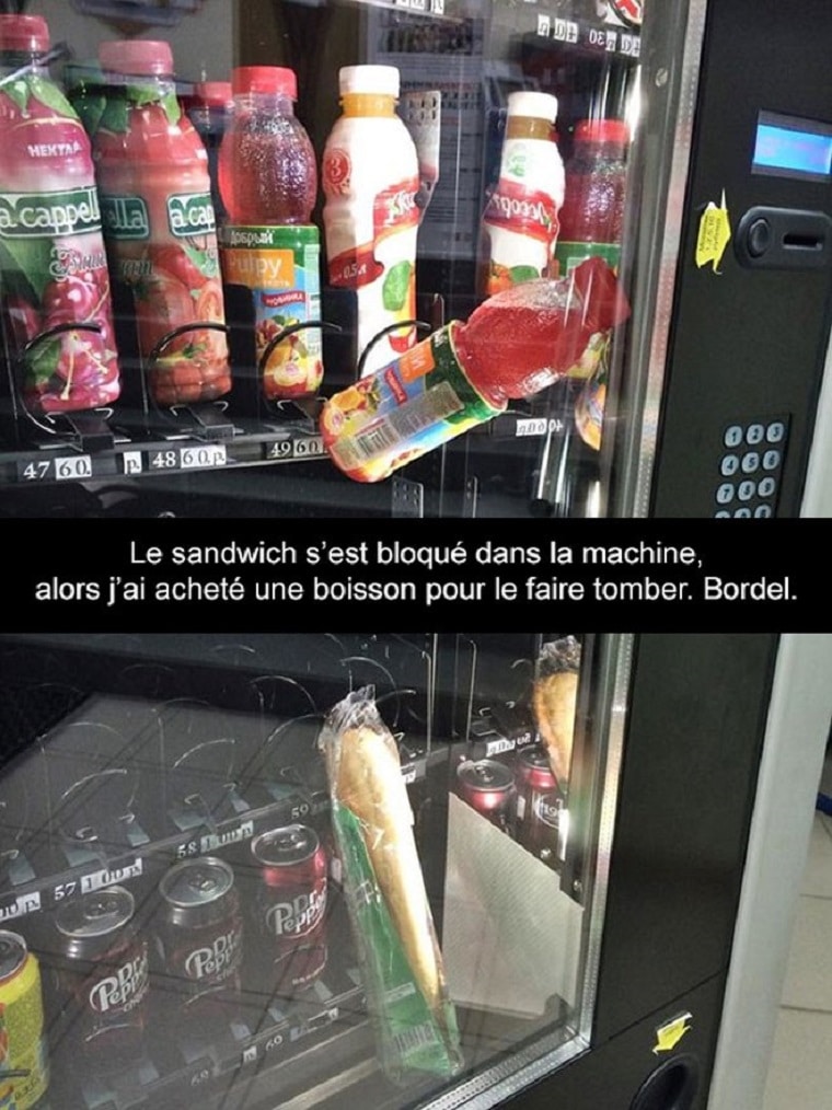 Le sandwich s'est bloqué dans la machine...